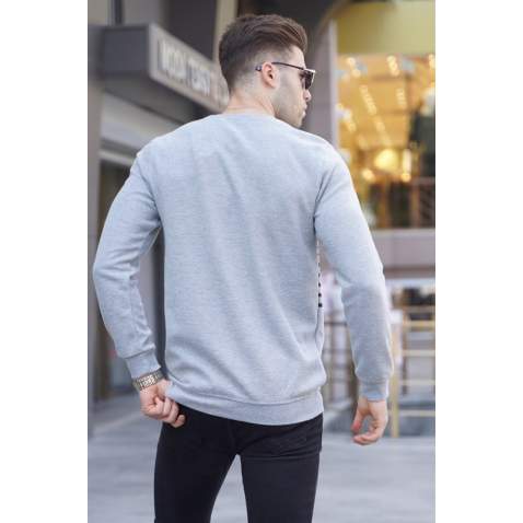 Gray Striped Knitwear Sweater 5961 - Gri