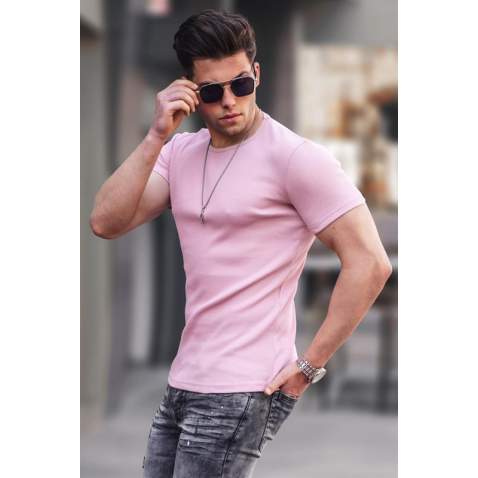 Madmext Men Basic Pink T-Shirt 4077 - Pudra