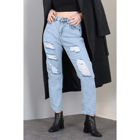 Mad Girls Blue Ripped Jeans MG1150 - Mavi