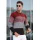 Madmext Men Color Block Tile Red Sweater 5196 - Kiremit