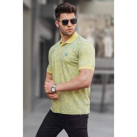 Men Designed Yellow Polo T-Shirt 5876 - Sarı