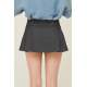 Women Anthracite Pleated Basic Mini Skirt - Antrasit