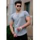 Madmext Grey Basic T-shirt for Men 4474 - Gri