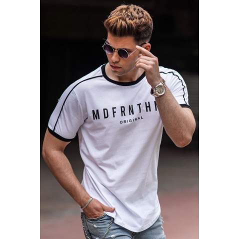 Madmext Men Printed White T-shirt 5259 - Beyaz