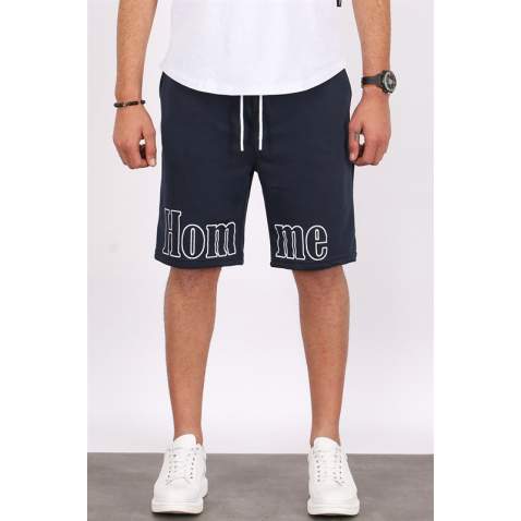 Madmext Men Printed Navy Blue Capri Shorts 5439 - Lacivert