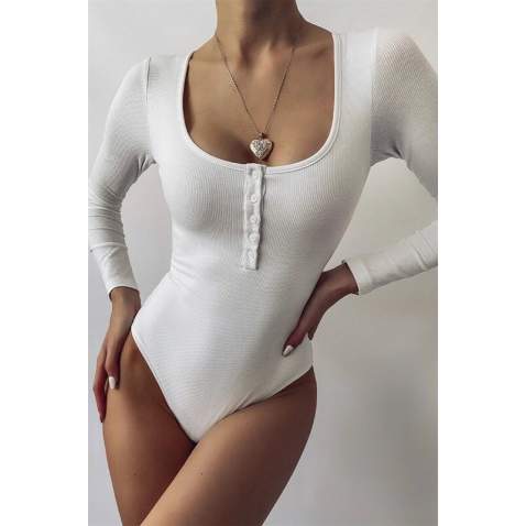 Mad Girls White Bodysuit MG1015 - Beyaz