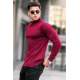 Maroon Mock Turtleneck Knitwear Sweater 5786 - Bordo