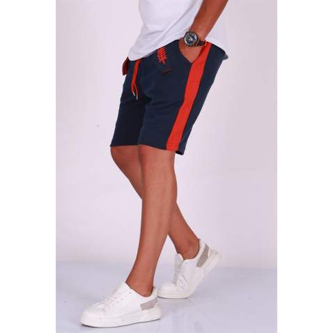 Madmext Men Navy Blue Side Striped Shorts 2919 - Lacivert