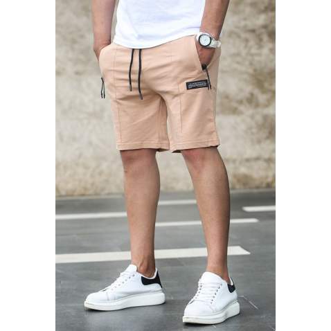 Madmext Camel Zipper Detailed Shorts 4226 - Camel