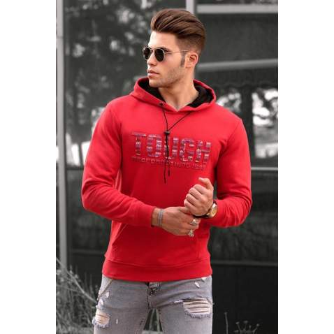 Madmext Red Printed Hoodie Sweatshirt 4752 - Kırmızı