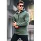 Khaki Green Basic Hoodie Sweatshirt 6005 - Haki yeşili