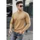 Madmext Beige Crewneck Sweaters For Men 5656 - Bej