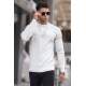 White Designed Knitwear Sweater 5972 - Kemik rengi