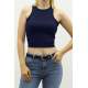 Mad Girls Navy Blue Crop Top MG361 - Lacivert