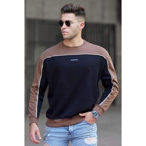 Madmext Men Crewneck Brown Sweatshirt 5296 - Kahverengi