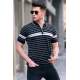 Men Striped Black Polo T-Shirt 5734 - Siyah