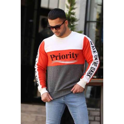 Baskılı Sarı Sweatshirt 2844 - Turuncu