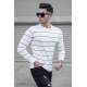 Madmext Men Striped White Knitted Sweater 5177 - Beyaz