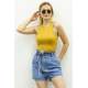 Mad Girls Mustard Crop Top MG361 - Hardal