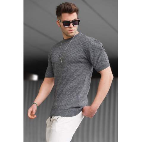 Madmext Men Smoke Gray T-Shirt 5683 - Füme