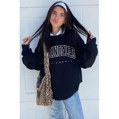 Mad Girls Printed Navy Blue Sweatshirt MG780 - Lacivert