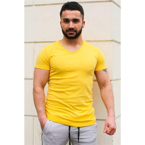 Madmext Yellow Basic T-shirt for Men 3005 - Sarı