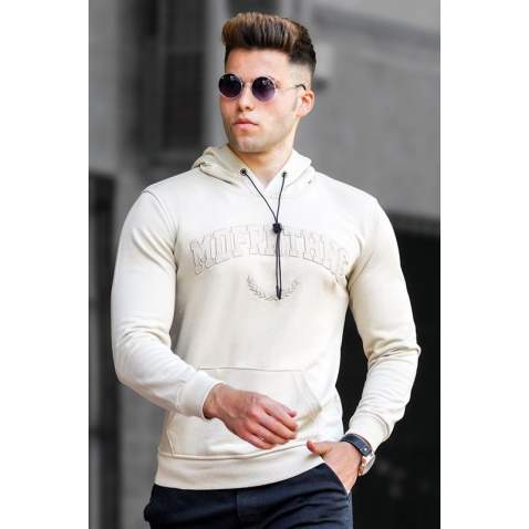 Madmext Men Beige Hoodie Sweatshirt 5289 - Bej