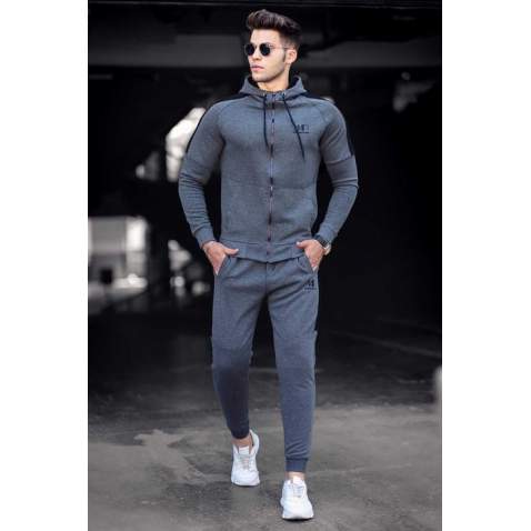 Madmext Anthracite Printed Men Tracksuit Set 4671 - Antrasit