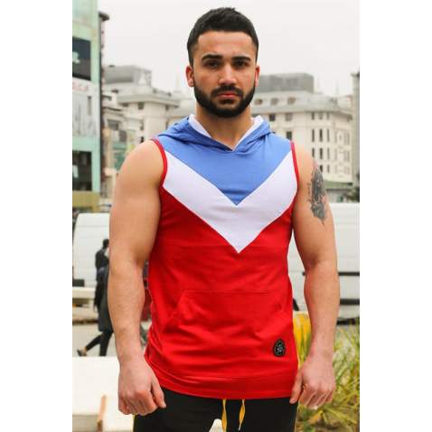 Madmext Men Sleeveless Red Hoodie 2897 - Kırmızı