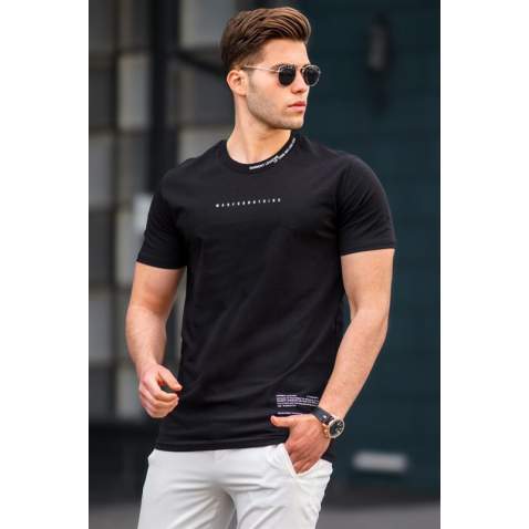 Madmext Men Printed Black T-shirt 5258 - Siyah