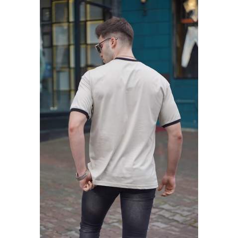 Men Beige Basic T-Shirt 5859 - Bej