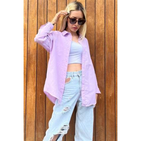 Mad Girls Oversize Lilac Shirt MG1369 - Lila