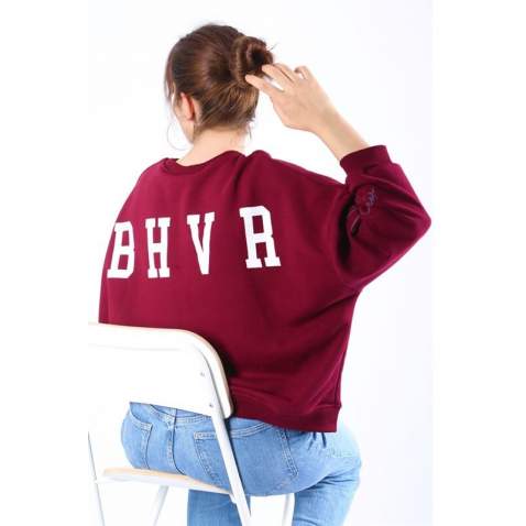 Mad Girls Printed Maroon Sweatshirt MG1180 - Bordo