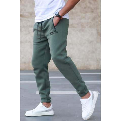 Madmext Khaki Embroidered Sweatpants For Men 5434 - Haki