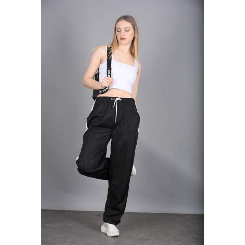 Mad Girls Black Bell Bottom Sweatpants MG1294 - Siyah