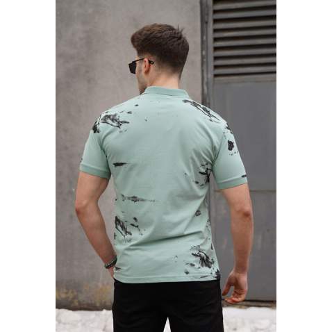 Men Designed Mint Green Polo T-Shirt - Mint yeşili