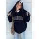 Mad Girls Printed Navy Blue Sweatshirt MG780 - Lacivert