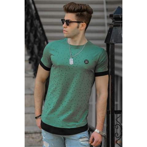 Madmext Green Rapped T-shirt for Men 4489 - Yeşil