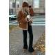 Mad Girls Camel Suede Leather Coat MG1329 - Kahverengi