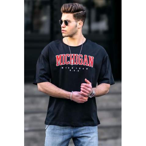 Madmext Men Printed Black T-shirt 4957 - Siyah