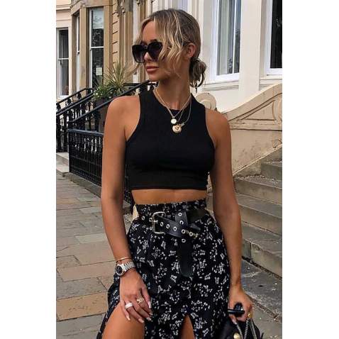 Mad Girls Black Crop Top Body MG401 - Siyah