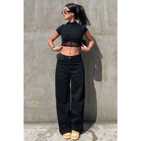 Mad Girls Black Palazzo Jeans MG1330 - Siyah