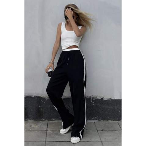 Mad Girls Black Bell Bottom Sweatpants MG1294 - Siyah