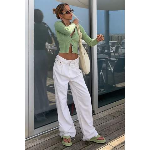 Mad Girls White Palazzo Jeans MG1405 - Beyaz