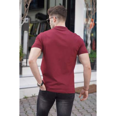 Madmext Men Knitwear Maroon Polo T-shirt 5212 - Bordo