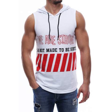 Madmext Men White Tank Top Hoodie 2858 - Beyaz