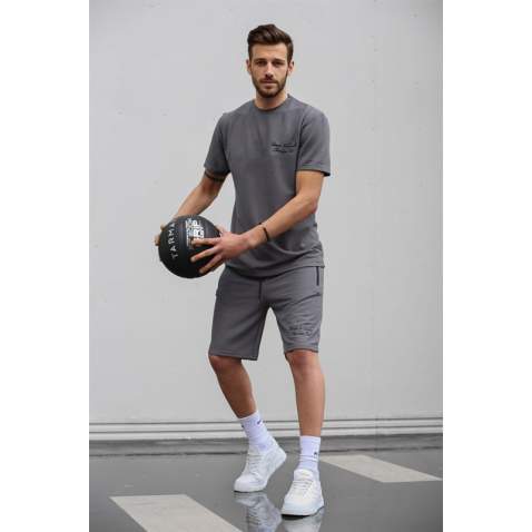 Madmext Men Printed Smoke Gray Shorts Outfit 5820 - Füme