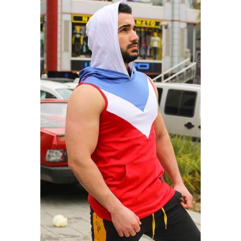 Madmext Men Sleeveless Red Hoodie 2897 - Kırmızı