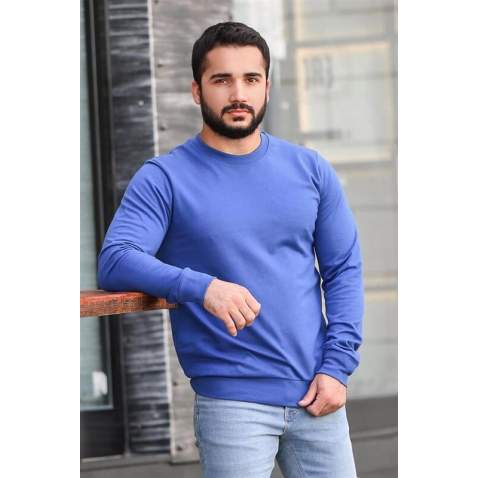 Madmext Men Saxe Plain Sweatshirt 4119 - Sax mavi