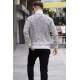 Stone Gray Designed Knitted Sweater 5765 - Taş rengi